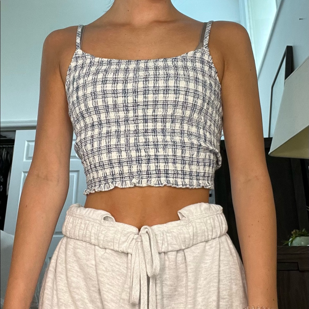 John Galt gingham print tank top with bow detail on back strap